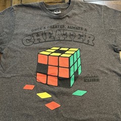 Rubiks Cube Once A Cheater Always A Cheater Gray T-shirt Size M