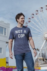 Mens Not A Cop T Shirt Funny Sarcastic Police Joke Text Graphic Novelty Tee For