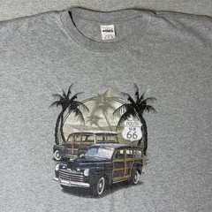 Route 66 Men’s Graphic T Shirt 3XL Gray Vintage Style Car Palm Tree Distressed