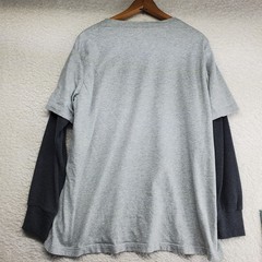 Men’s Twofer T-Shirt Large Gray Black Waffle Knit Y2K Grunge Skater