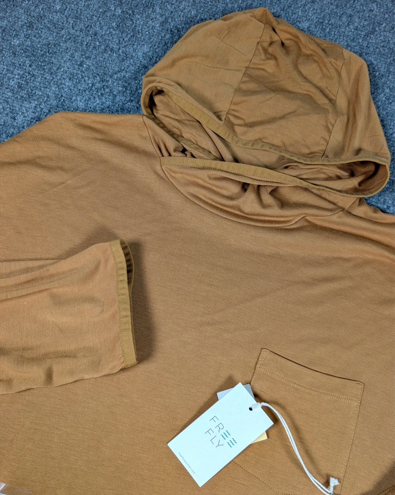 Free Fly Bamboo Lighweight Hoodie Mens 2XL Ochre Brown Sun UPF 30+ NWT