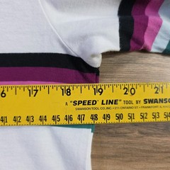 Nike Court Heritage Tee Medium White Multi-Color Striped Graphic T-Shirt