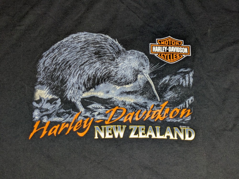 Y2K Vintage Harley Davidson New Zealand S Shirt Down Under Christchurch Kiwi