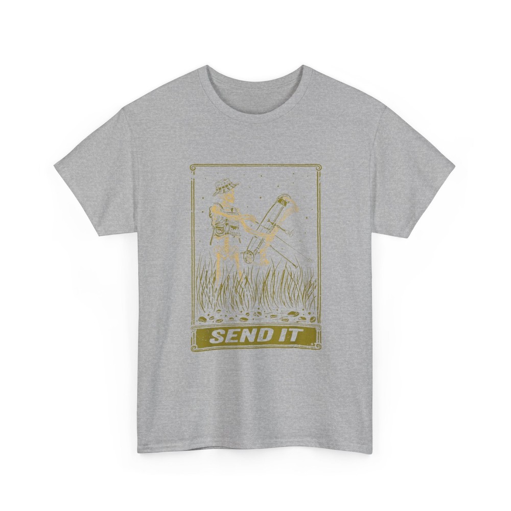 Send It Bowfishing Skeleton Outdoor Adventure Art T-Shirt