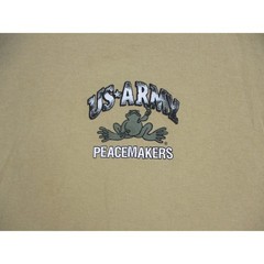 Peace Frogs US Army Peacemakers Graphic Tee Tan Mens Large Short Sleeve T-Shirt