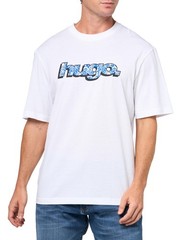 HUGO, Wavy Logo Cotton T-Shirt, White Cream, S
