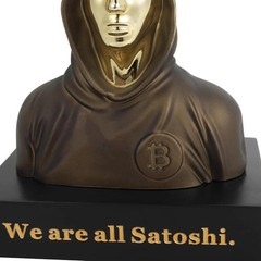 Handmade 4″ BTC Satoshi Nakamoto Sculpture Figure Resin Bitcoin Statue Bronze Fi