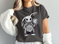 Alice in Wonderland T-Shirt: We’re All Mad Here – White Rabbit Graphic Tee