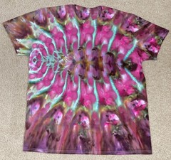 Handmade Ice Tie Dye T-Shirt XL Mens Womens Soft Cotton Spicy Plum Twist