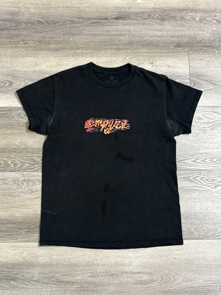Empyre Spellout Logo Flames Fire Black Shirt Y2K Skater Streetwear – Men’s Small