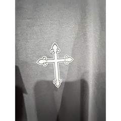 JAQWIN Charcoal Cross Graphic Tee Kingdom Back Print Drop Shoulder Size S NWT