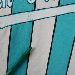 Vintage 90s HRLA San Francisco Striped T-Shirt Mens L/XL Teal White Made in USA
