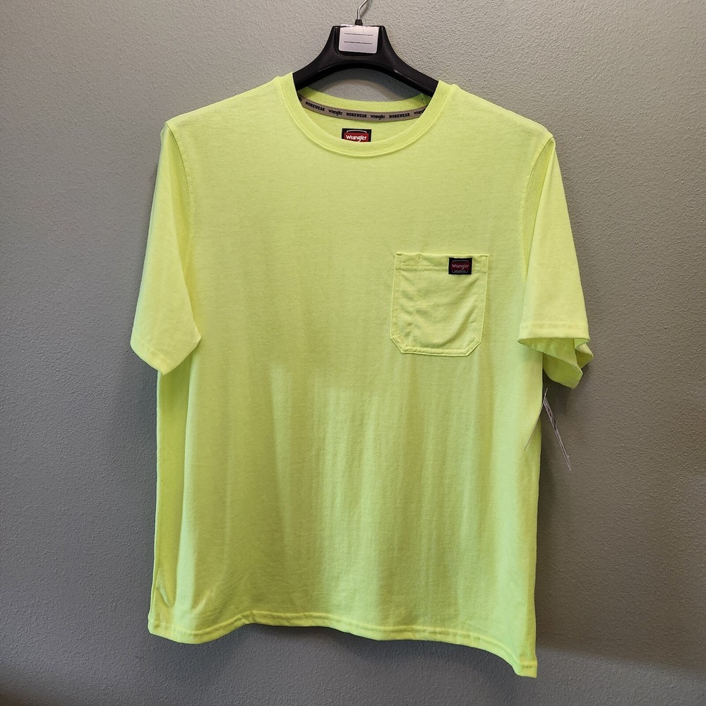 Wrangler Workwear Safety T-Shirt Men’s 3X-Large Pen Pocket High-Viz Yellow *NEW*