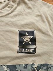 Military US Army digital camo logo mens veteran casual beige L/S T-shirt S/P NWT