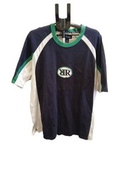 re:verb Vintage Navy and White Color Block T-Shirt with Green Accents