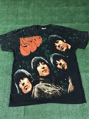 VINTAGE 90’s THE BEATLES RUBBER SOUL ALL OVER PRINT AOP ROCK SHIRT Sz L Rock