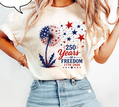 Star Dandelion T-Shirt, 250 Years Of Freedom Shirt, Red White Blue Shirt
