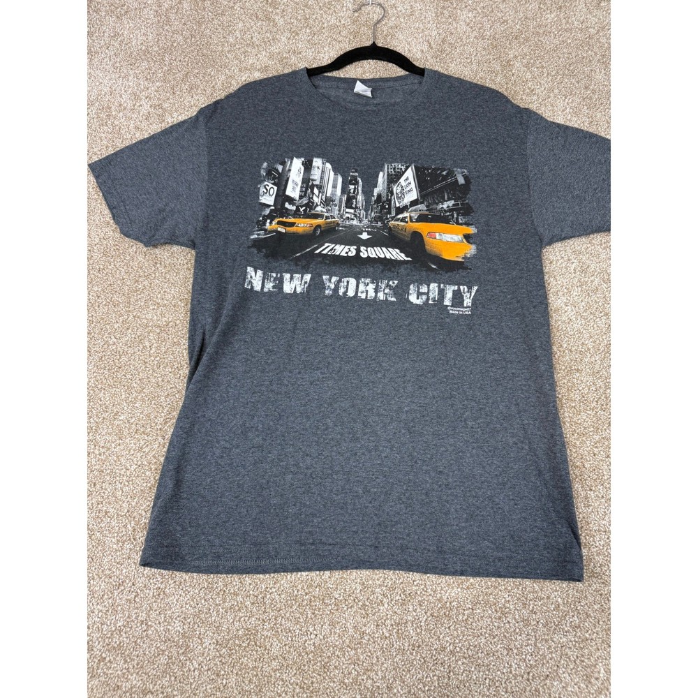 Mens NYC Times Square Graphic T-Shirt Charcoal Gray Medium Big Apple Tourist M