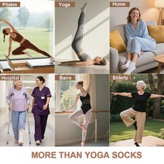Pilates Grip Socks for Women – Non-Slip Yoga Crew Socks (5 Pairs