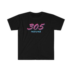 MIAMI 305 Sports Dade County Art Deco T-Shirt Dolphins Colors FL Area Code Heat