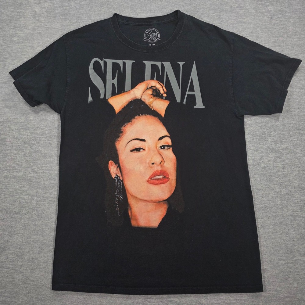 Selena Official Merchandise Mens Black Graphic Portrait T-Shirt Size Medium 2022