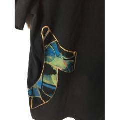 True Religion Stained Glass Graphic T-Shirt Men’s XL Black Scoop Neck Big Logo