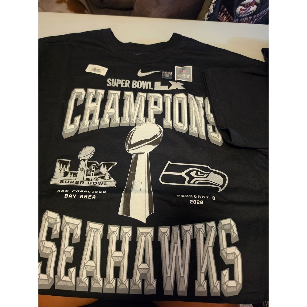 Nike Mens Seattle Seahawks Super Bowl LX Champions T-Shirt Black XXL NWT NFL