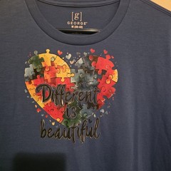 George Blue Graphic Tee – “Different is Beautiful” Size Medium