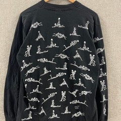 Vintage 1990 Skeleton Positions Fashion Victim Longsleeve Tshirt, Large, Black