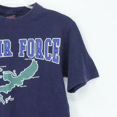 Vintage U.S. Air Force Shirt Mens Medium Navy Okinawa Map Graphic Made USA 90s