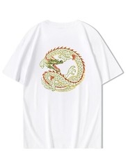 Niepce Men’s Golden Dragon Embroidery Tee Japanese Streetwear T-Shirt