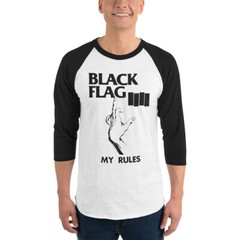 BLACK FLAG – “MY RULES” 3/4 Raglan Shirt 80s HC Punk Rock Summer C@@L!