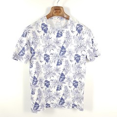 Altea T Shirt Mens M White Blue Slim Fit Floral Print Short Sleeve Summer Tropical