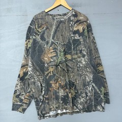 Cabelas Mens 3XL Camo Long Sleeve Pocket T-Shirt Brown Green Hunting Outdoor