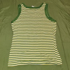 VINTAGE Chrysanthemum Brand Tank Top Shirt Size M Cotton Green Yellow Stripe