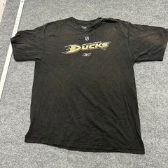 Reebok T-Shirt Mens Size L Black Anaheim Ducks NHL Graphic Cotton Short Sleeve