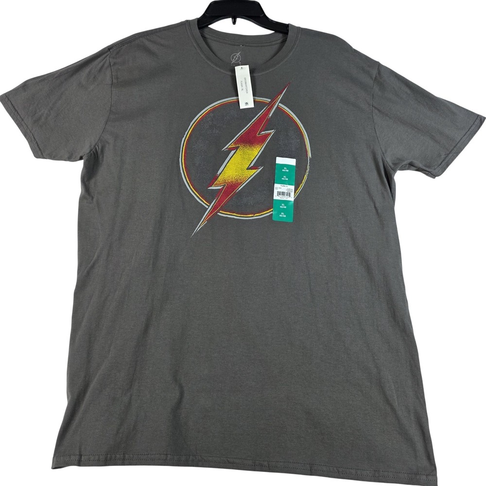 The Flash Shirt Mens XL Charcoal Gray DC Comics Superhero Lightning Bolt Tee