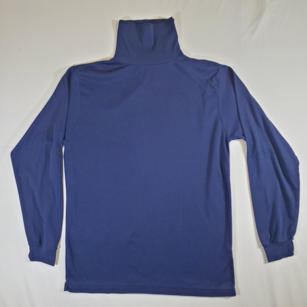 Oakton Ltd Blue Turtleneck Polycotton VTG 80s – Large Long Sleeve TShirt Shirt