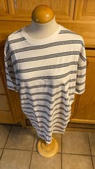 New Look Men’s Medium White & Black Stripped Tee Casual T-Shirt Short Sleeve
