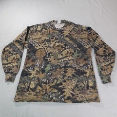 Vintage Jerzees Camo Shirt Mens Extra Large Brown Mossy Oak Forest Floor Y2K Tee