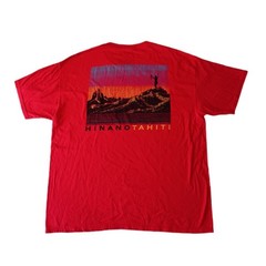 Hinano Tahiti Mens Size XL Red T Shirt Short Sleeve Polynesian Beer
