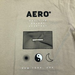 Aeropostale Shirt Mens Medium Beige Positive Energy Graphic Tee Tagless Yin Yang