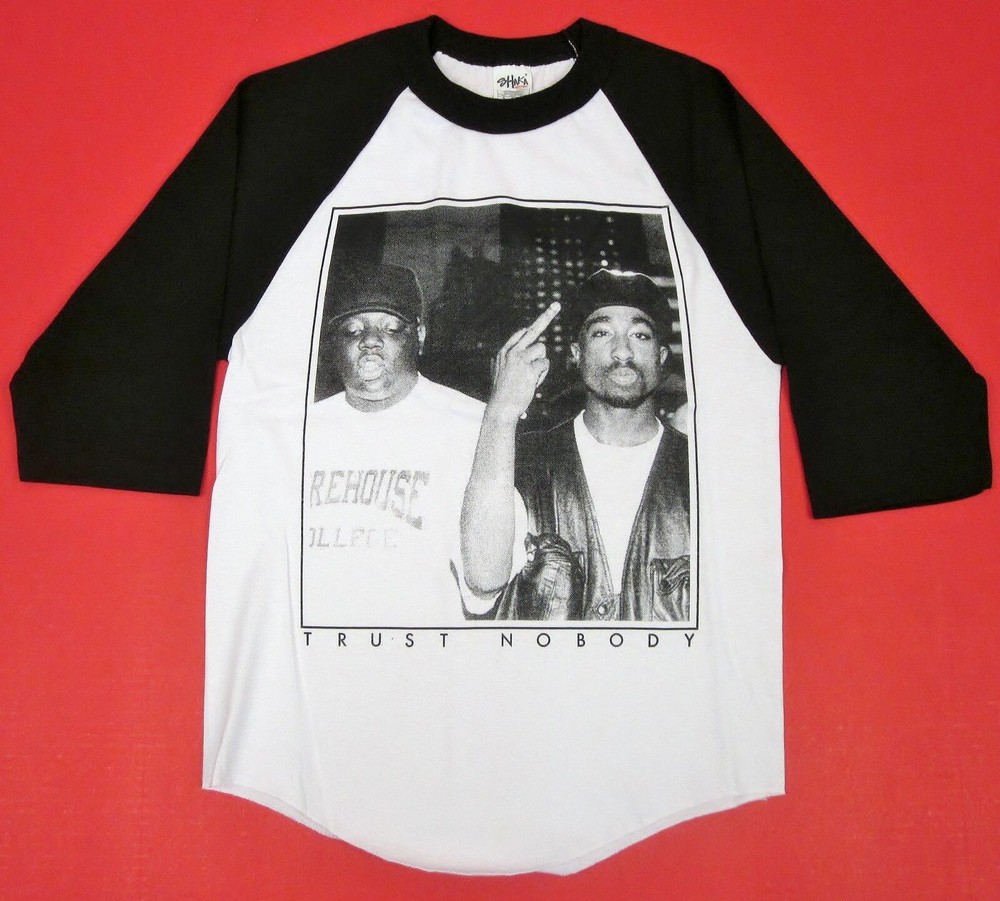 TUPAC BIGGIE TRUST NOBODY Raglan T-shirt NOTORIOUS B.I.G 2PAC 3/4Sleeve Men’s