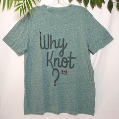 Roots Canada T-Shirt Why Knot? Rope Font Green Mens M Tagless Tee Cotton Blend