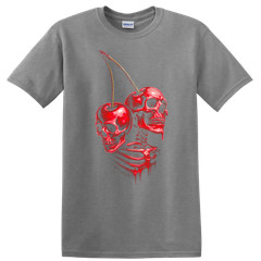Skull Cherry Skeleton Graphic T Shirt Creepy Halloween Tee Art Design