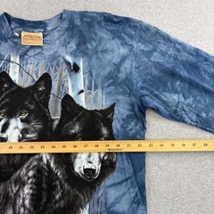 Vintage The Mountain Shirt Mens Large Blue Long Sleeve Wolves Tie Dye Nature Tee