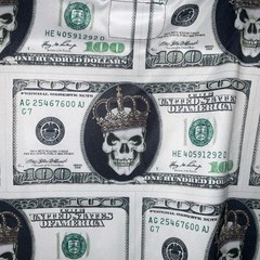 FRESH PRINTS OF BEL AIR POLYESTER DOLLAR GOLD CROWN SKULL PRINT T-SHIRT 3X L NWT