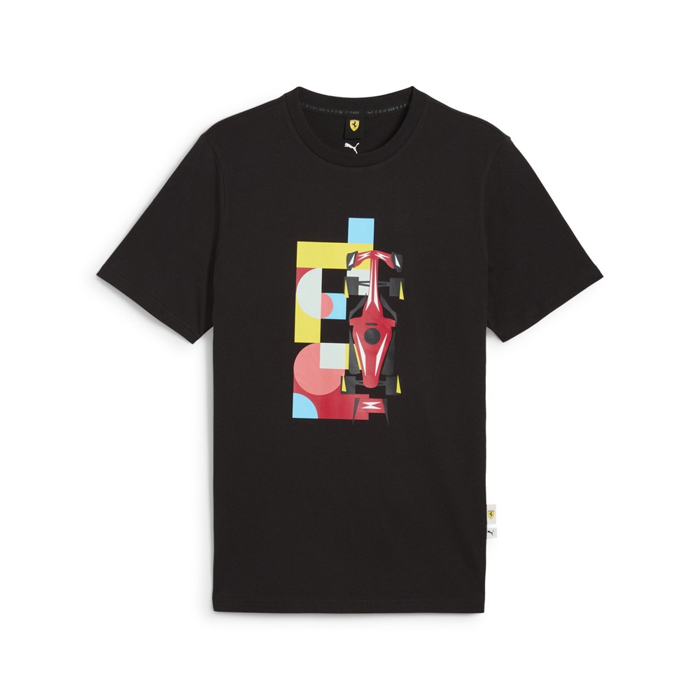 PUMA Scuderia Ferrari Race Graphic Crew Neck Short Sleeve T-Shirt Mens Black Cas