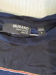 Murano Liquid Luxury Slim Fit Men’s Black & Blue Striped Short Sleeve T-shirt L