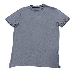 Armani Exchange T-Shirt Mens Small Grey Shoulder Zip Logo Tape Short Sleeve